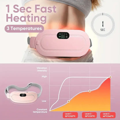 Portable Cordless Heating Pad-Menstrual Heating Pad,Warm Palace Belt For Back Pain With 3 Heat Levels&4 Massage Modes-Back Or Belly Heating Pad For Women&Girl Belly Wrap Belt