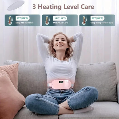 Portable Cordless Heating Pad-Menstrual Heating Pad,Warm Palace Belt For Back Pain With 3 Heat Levels&4 Massage Modes-Back Or Belly Heating Pad For Women&Girl Belly Wrap Belt