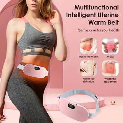 Portable Cordless Heating Pad-Menstrual Heating Pad,Warm Palace Belt For Back Pain With 3 Heat Levels&4 Massage Modes-Back Or Belly Heating Pad For Women&Girl Belly Wrap Belt