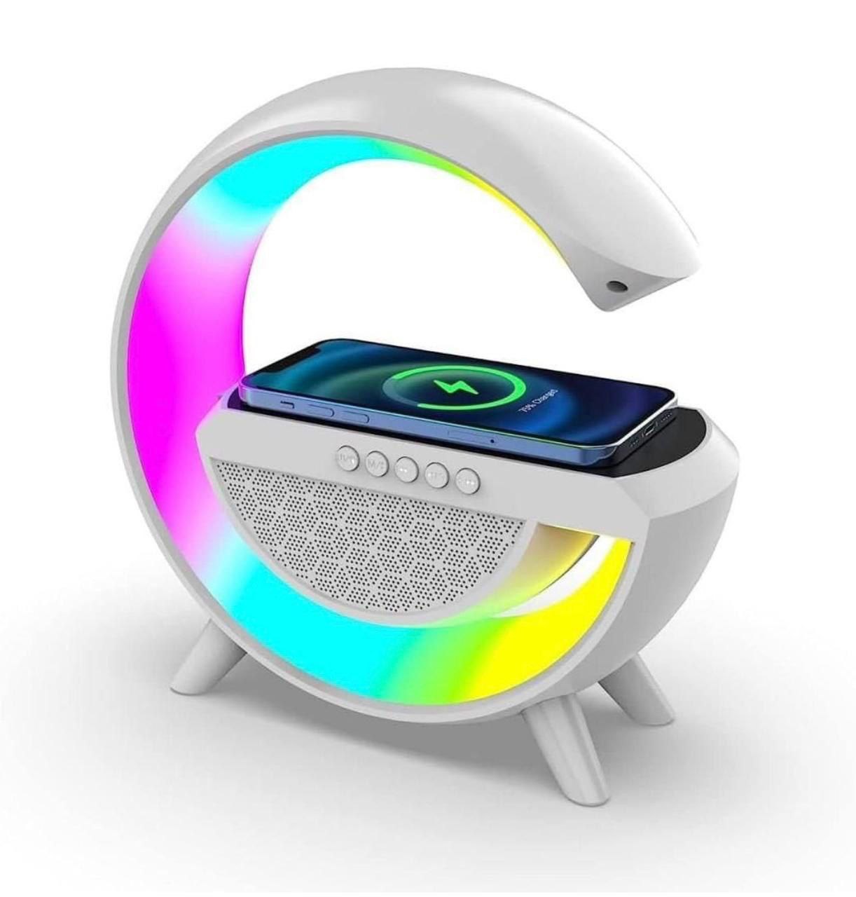 4 IN 1 MULTIFUNCTION G SHAPE LED BLUTOOTH SPEAKER WITH WIRELESS 15W CHARGER